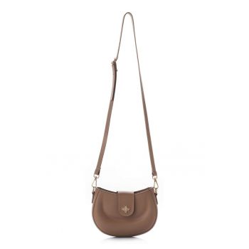 Geanta crossbody de piele ecologica cu logo metalic