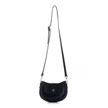 Geanta crossbody de piele ecologica cu logo metalic