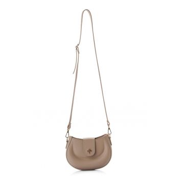 Geanta crossbody de piele ecologica cu logo metalic