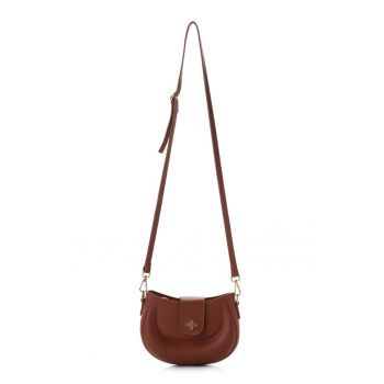 Geanta crossbody de piele ecologica cu logo metalic