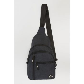 Geanta crossbody din material textil cu doua buzunare frontale
