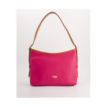 Geanta dama -  crossbody - piele naturala - roz - 23x31x13cm