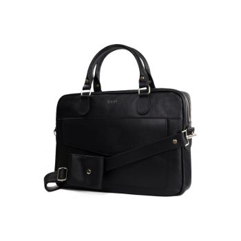 Geanta de dama din piele pentru laptop FL25 - neagra
