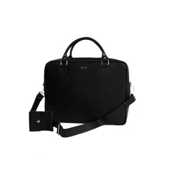 Geanta din piele pentru laptop FL24 Venice - neagra