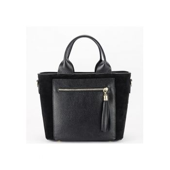 Geanta neagra medie din piele naturala 1918 M9 18091