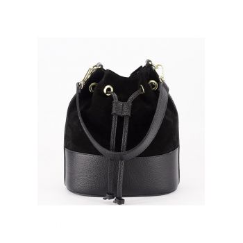 Geanta neagra tip sac din piele naturala 1313 M9 18089