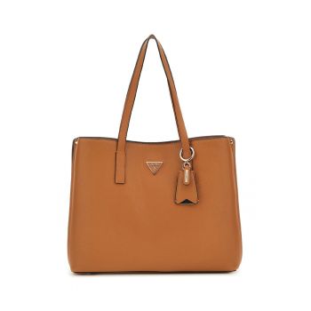 Geanta shopper de piele ecologica cu aplicatie logo
