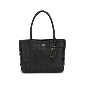 Geanta shopper din piele ecologica cu accesoriu logo