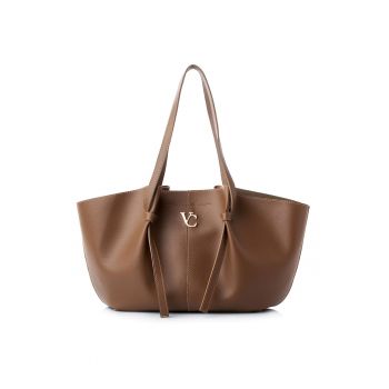 Geanta shopper din piele ecologica cu detaliu logo
