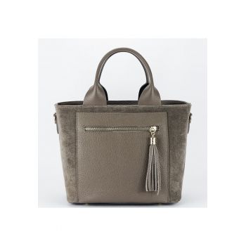 Geanta taupe medie din piele naturala 1918 M9 18092