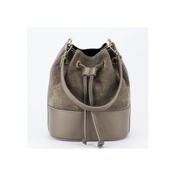 Geanta taupe tip sac din piele naturala 1313 M9 18090