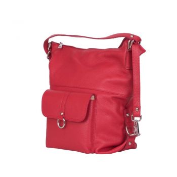 Geanta tip rucsac din piele Monty rosie