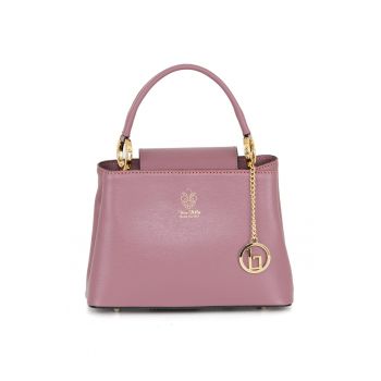 Geanta tote din piele cu accesoriu logo