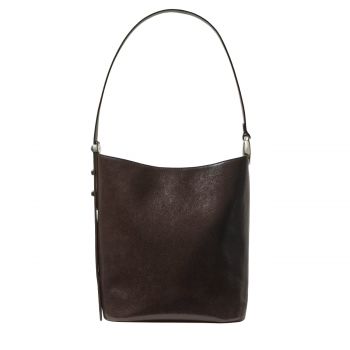 Halo glazed leather bucket bag