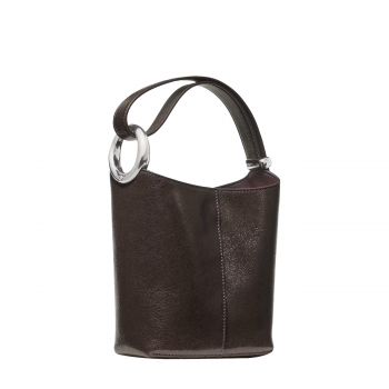 Halo glazed leather mini bucket bag