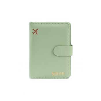 Organizator documente de calatorie  SW40 - piele ecologica - verde - 14 - 5x11 cm