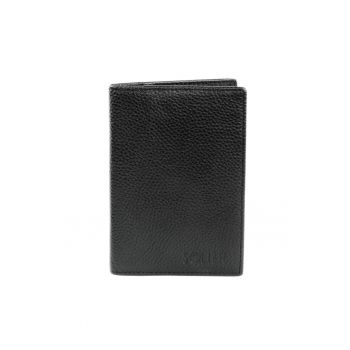Portcard din piele naturala  SW41 - 7 compartimente - negru - 9 - 5x14 cm