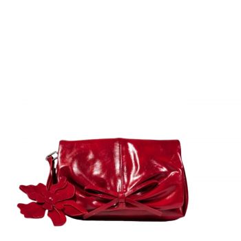 Flower accent handbag red