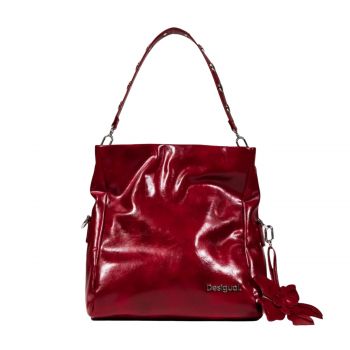 Flower detail shoulder bag red
