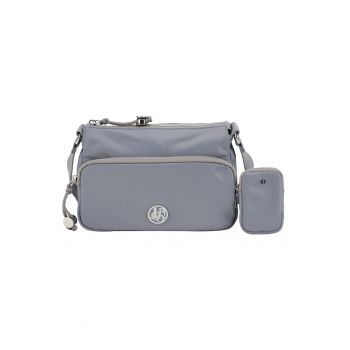 Geanta crossbody cu aplicatie logo metalica Jasmina - Gri