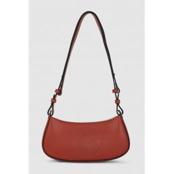Geanta crossbody de piele cu logo perforat