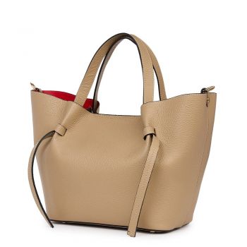 Geanta shopper din piele naturala Veronica bej