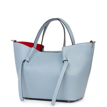 Geanta shopper din piele naturala Veronica bleu