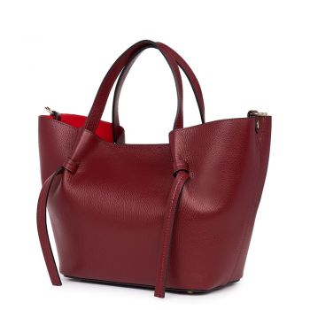 Geanta shopper din piele naturala Veronica grena