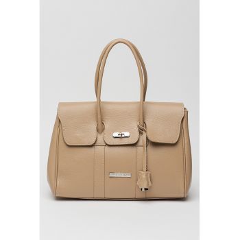 Geanta tote de piele cu clapa