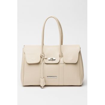 Geanta tote de piele cu clapa