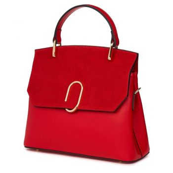 Poseta din piele naturala Ruby rosie