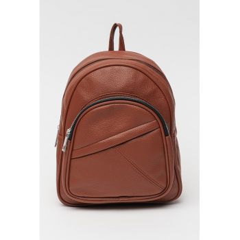 Rucsac de piele ecologica cu buzunar frontal cu fermoar