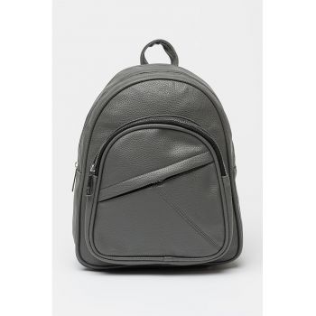 Rucsac de piele ecologica cu buzunar frontal cu fermoar