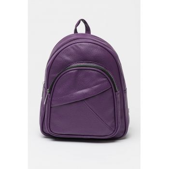 Rucsac de piele ecologica cu buzunar frontal cu fermoar