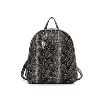 Rucsac din piele ecologica cu aspect de piele de sarpe si talisman detasabil