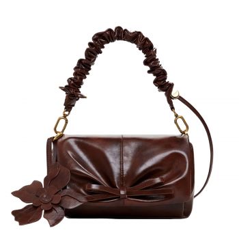 Flower accent handbag brown