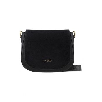 Geanta crossbody cu clapa din piele intoarsa