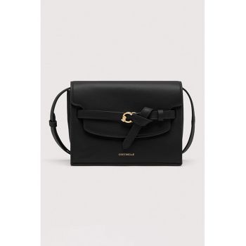 Geanta crossbody de piele cu bareta decorativa