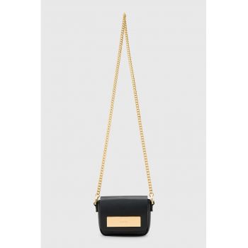 Geanta crossbody de piele cu bareta lant