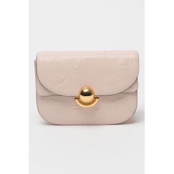 Geanta crossbody de piele cu clapa su model in relief