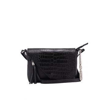 Geanta crossbody  din piele cu aspect de crocodil