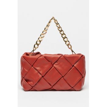 Geanta crossbody din piele cu aspect impletit