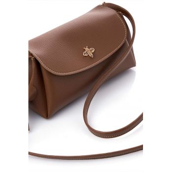 Geanta crossbody din piele ecologica - Maro - 12x22x11