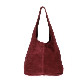 Geanta dama Monica GT3772, piele intoarsa, bordo