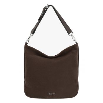 Geanta hobo de piele intoarsa si piele