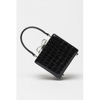Geanta minaudiere din piele cu aspect de piele de crocodil