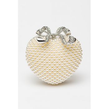 Geanta minaudiere din piele Pearl Heart