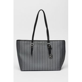 Geanta shopper de jacquard cu logo Quinn