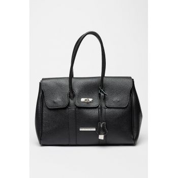 Geanta tote de piele cu clapa