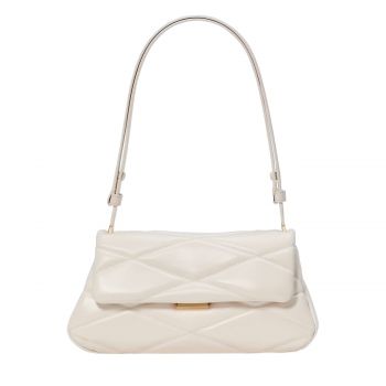 Grace quilted convertible shoulder bag cream